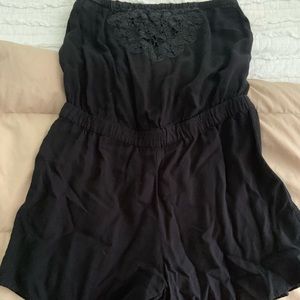 Black strapless romper